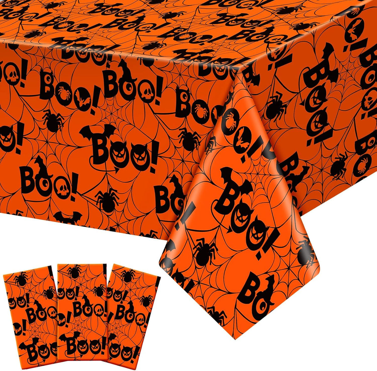 Newwiee 3 pack Halloween plastic tablecloths with candy corn print, 108 x 54 inches - view 7