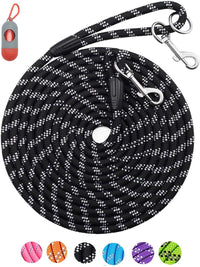Long Dog Leash for Training 10FT/16FT/20FT/30FT/50FT/100FT - 20FT* 3/8 inch / 1Pack Black