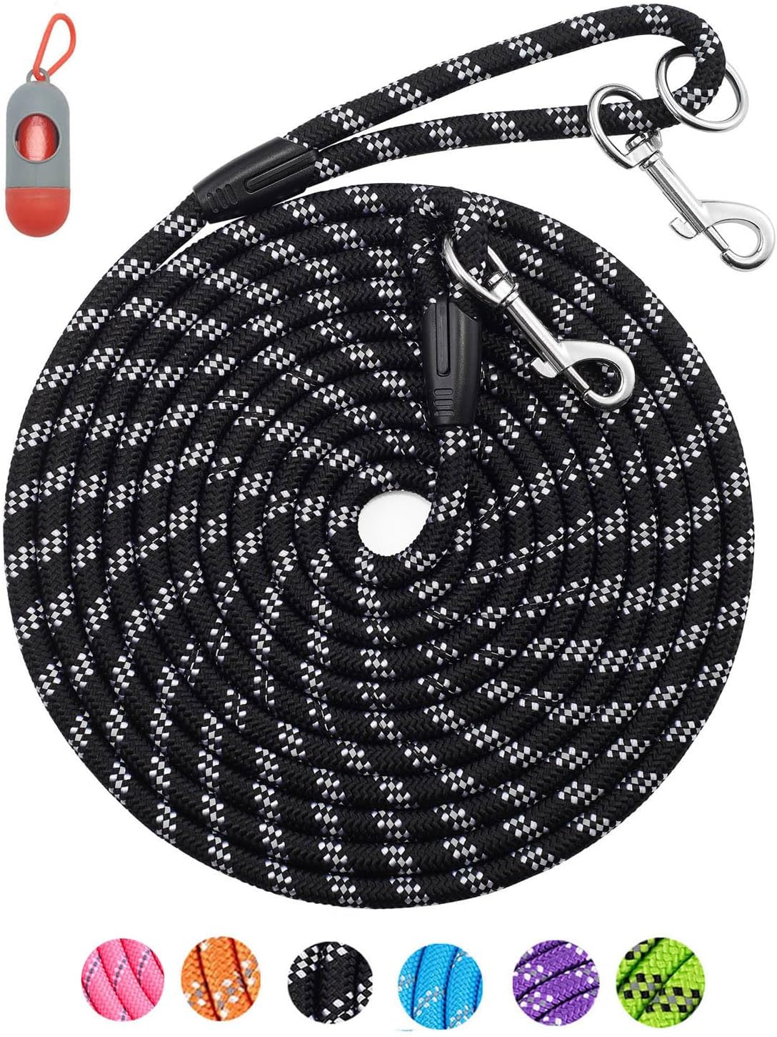 Long Dog Leash for Training 10FT/16FT/20FT/30FT/50FT/100FT - 20FT* 3/8 inch / 1Pack Black