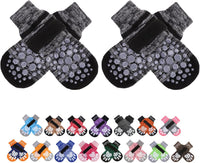 PUPTECK Anti-Slip Dog Socks with Double Sides Grips for Small Medium - Black(Striped) / X-Large (4 Count)