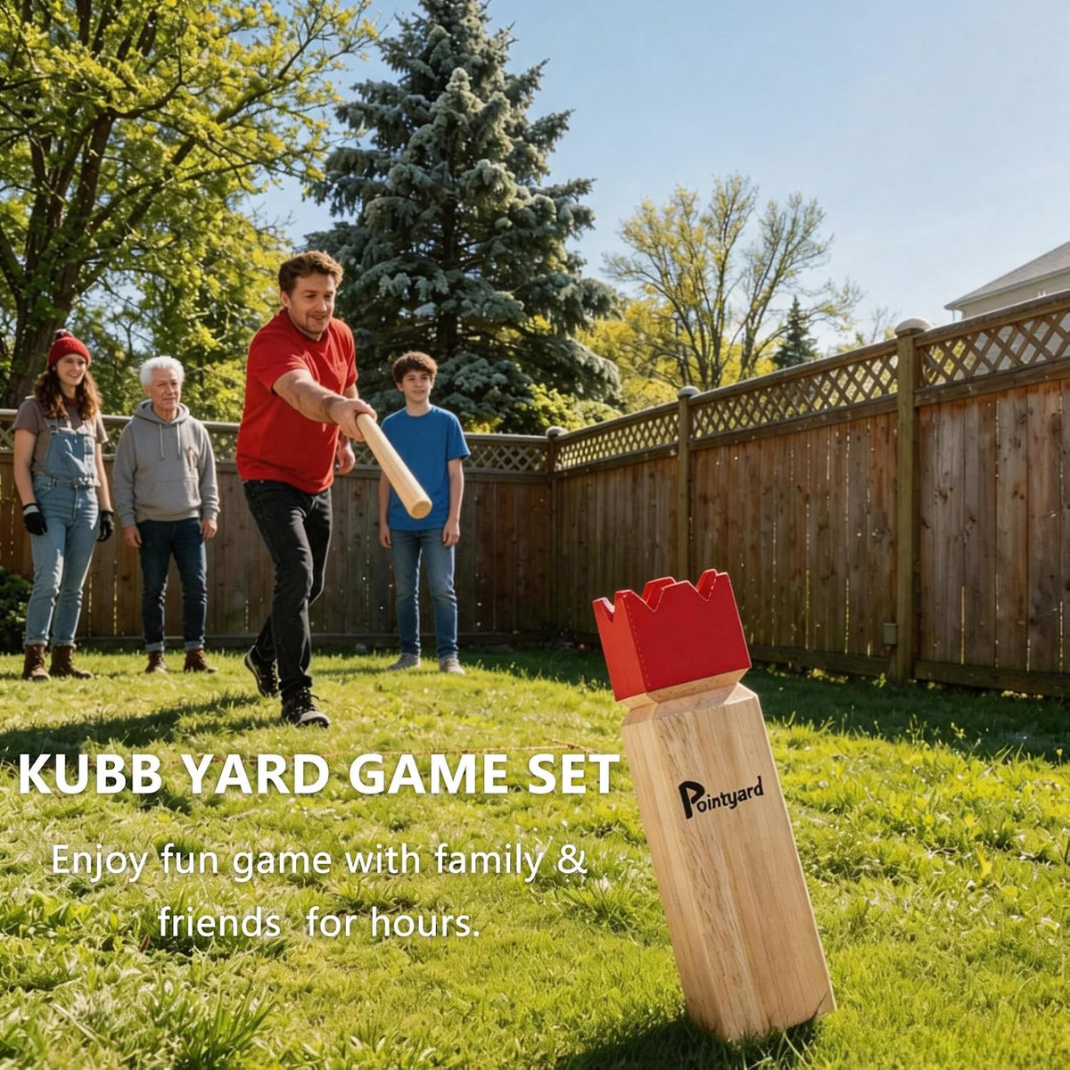 Kubb Yard Game Set Solid Wooden Viking Chess Outdoor Toss Game – Fun for Kids & Family - Red / 3 Inches Kubb - image 2