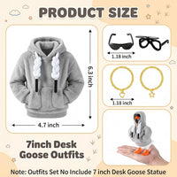 7inch Desk Goose Outfits, Mini Desktop Goose Clothes with Sunglasses & Necklaces, Brown Leopard - Grey / 7 Inch - image 2