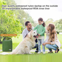 Dog Food Travel Bag,Pet Food Container 20 lb w/2PCS Collapsible Dog Travel Bowls and Zipper Side Pocket(Green, Large)