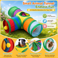 Guinea Pig Tunnel Hideout 3-Way Collapsible Small Pet Tubes - Rainbow - image 3