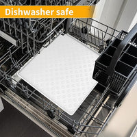 Ptlom Pet Placemat for Dog and Cat, Waterproof Silicone Pet Feeding Bowl Mats for Food and Water, Small Medium Large Dogs Mat Prevent Residues from Spilling to Floor, White, 11.8"x11.8"