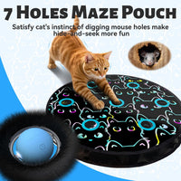 ORSDA Interactive Cat Toys Ball - Blue Ball&7 Hole Black Mat - image 2