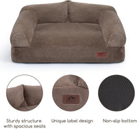 Hollypet Fluffy Plush Dog Cat Pet Couch Soft Calming Sofa Bed for Medium Small Cats and Dogs, Gray, 28"x21"x10"