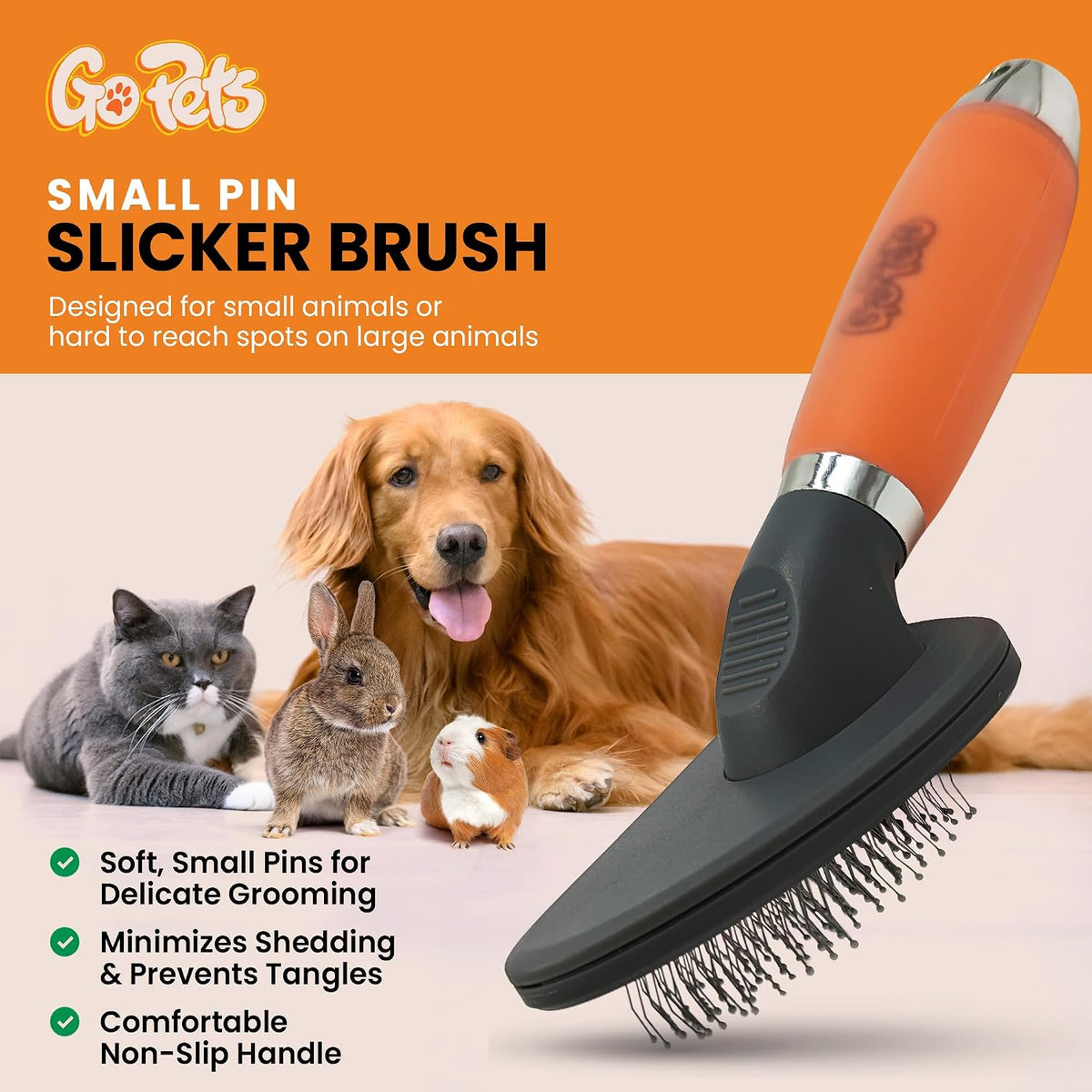 GoPets Double-Sided Pin & Bristle Brush - Small Pin Slicker Brush - image 2