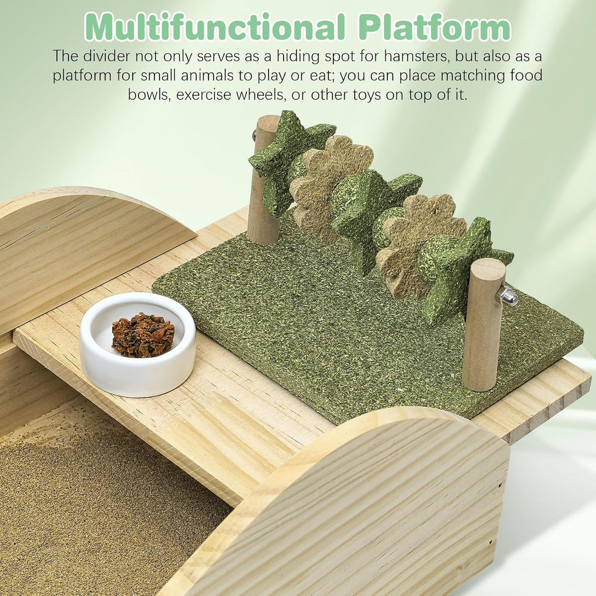 Extra Large Wood Hamster Sand Bath Box Small Animals Bathroom - With A Large Platform - image 3