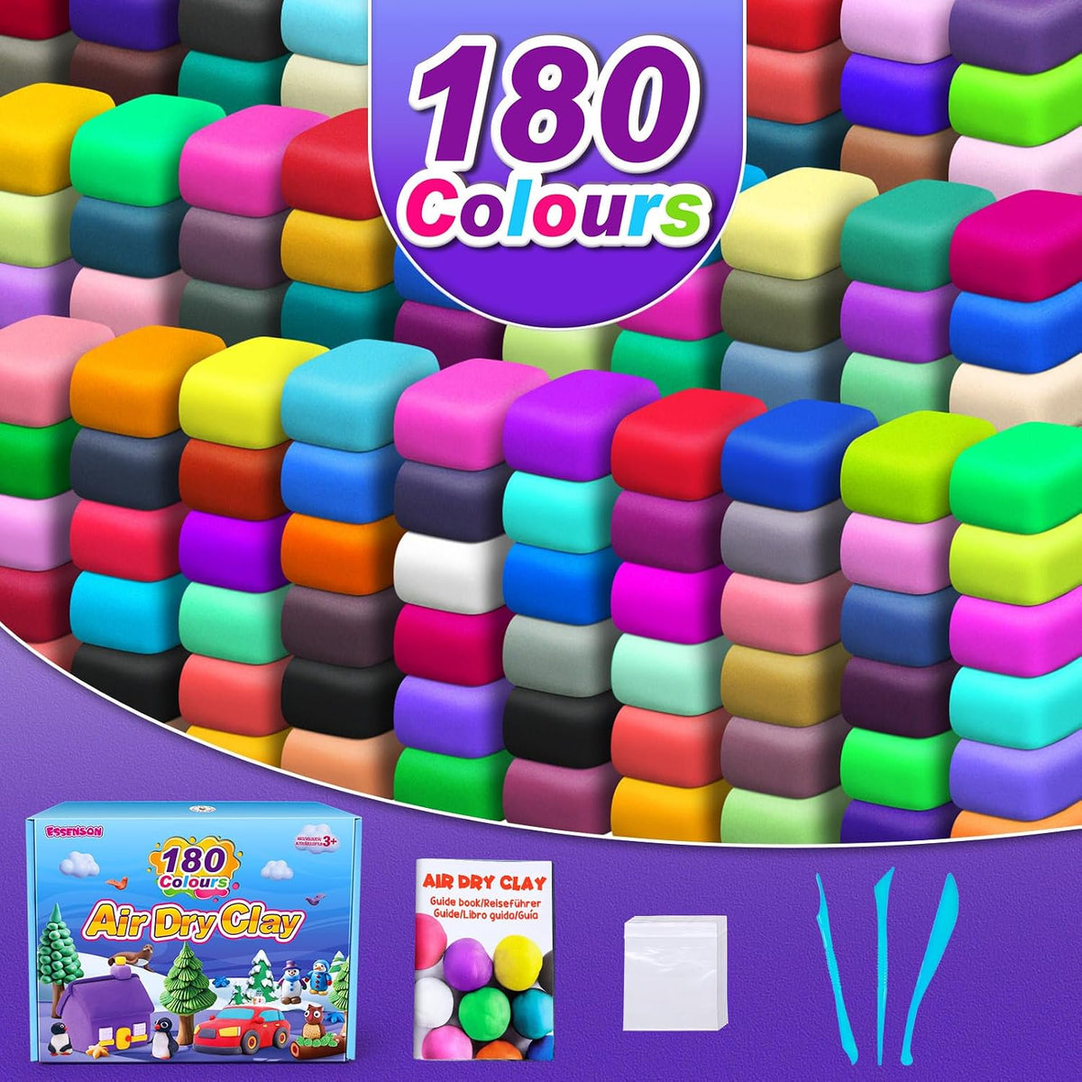 ESSENSON Air Dry Clay 150 Colors, Modeling Clay for Kids – Fun for Kids & Family - 180 Colors - image 2