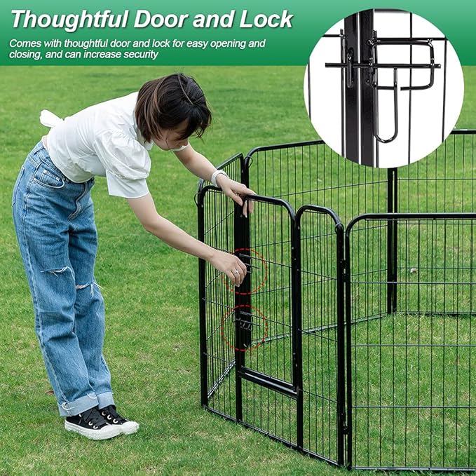 BestPet Dog Playpen Indoor 40 inch 24 Panels Metal Dog Pen Pet Dog Fence Outdoor Exercise Pen with Doors,Pet Puppy Playpen for RV Camping Yard, Black