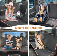 Dog Car Seat Cover for Back Seat, Waterproof PU Leather Bench Seat Covers for Trucks Ford F 150/Ram 1500/Chevy Silverado/GMC Covers, Non-Slip Back seat Pet Cover for Dogs in Car, Easy to Use and Clean
