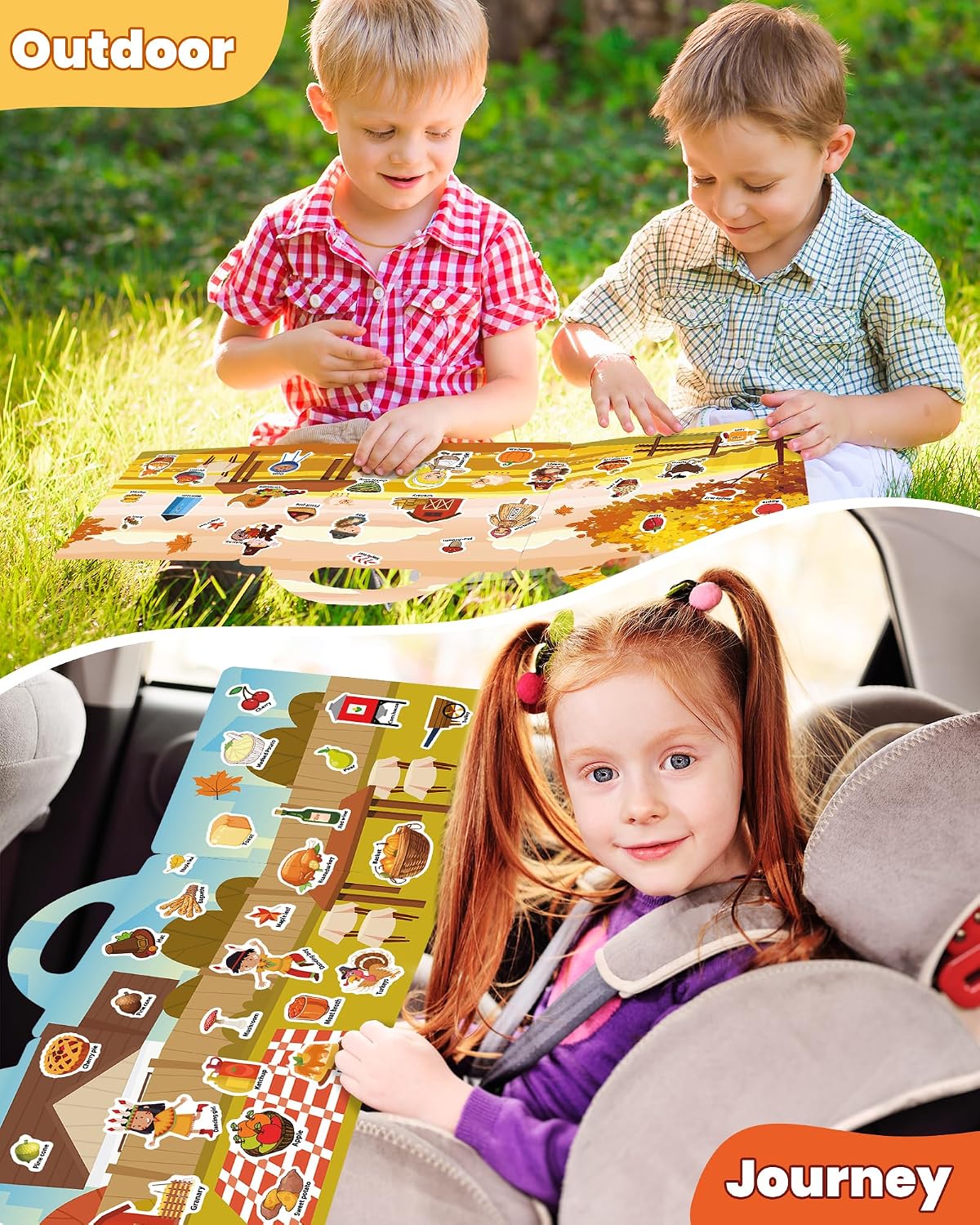 Walenced Reusable Sticker Book, Stickers for Kids - Thanksgiving - image 2