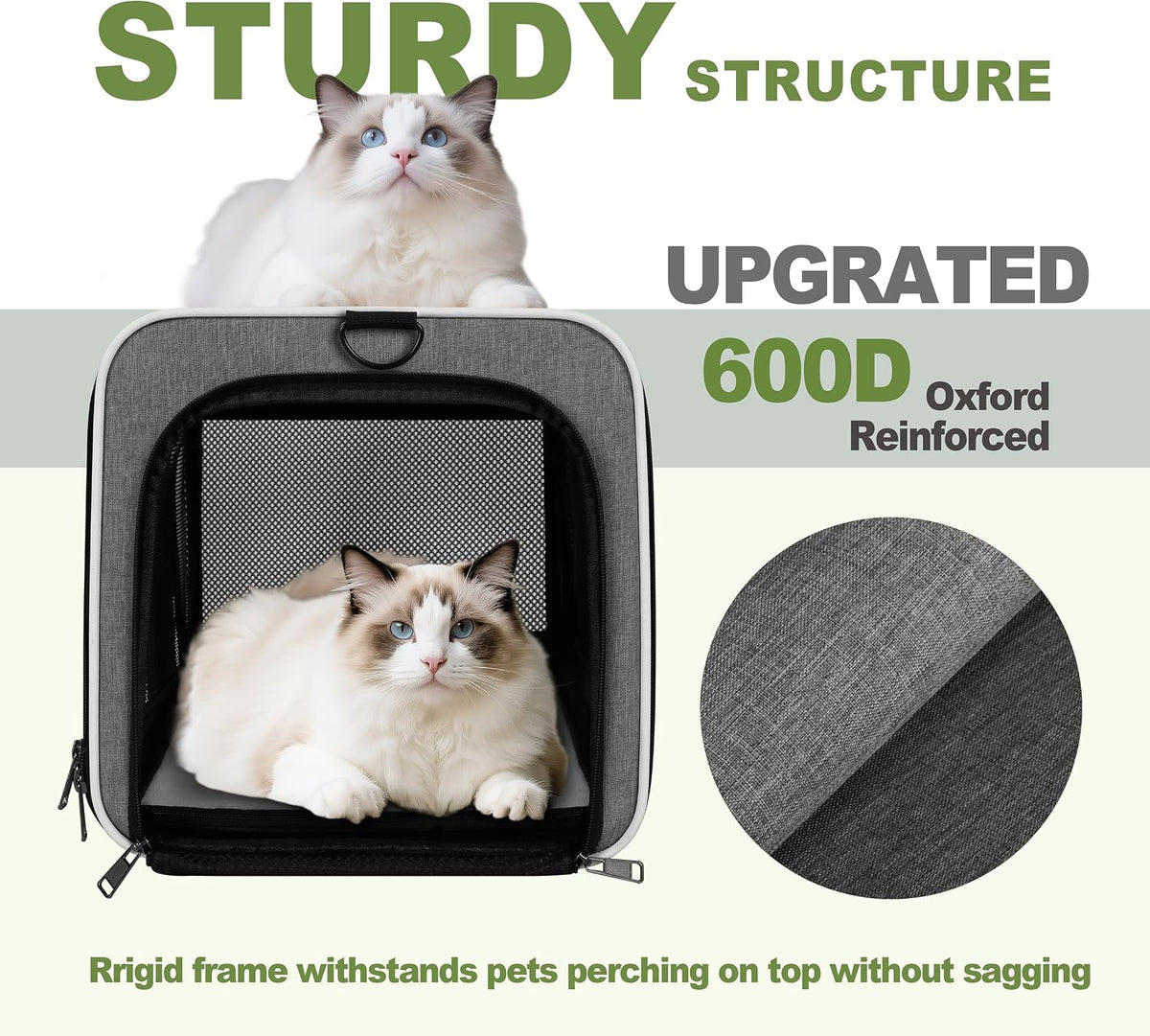 Cat Carrier 18x11x11 Top Load - Grey / 18.0"L x 11.0"W x 11.0"H - image 4