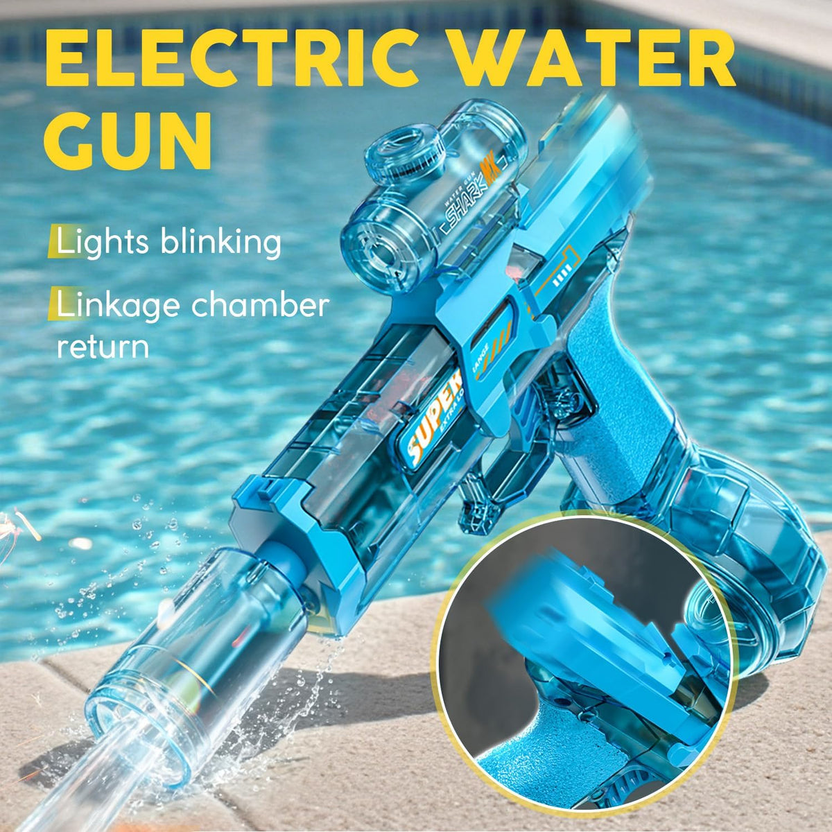 YRIOWMI black electric water gun with automatic squirt and multi-color LED lights - view 5