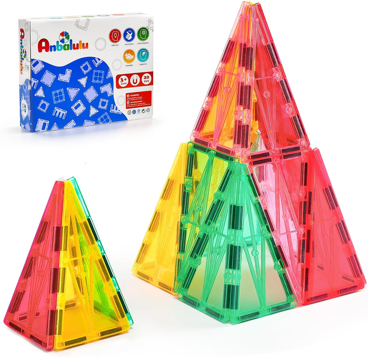 Anbalulu 134PCS Magnetic Building Tiles - 20PCS