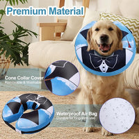 CuteBone Inflatable Dog Cone with Removable Soft Fleece Covers for Small/Medium/Large Dogs and Cats Neck Donut Collar After Surgery GWB13L