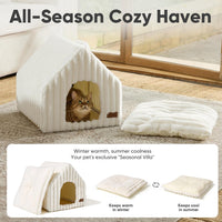 FUKUMARU Cat Bed Cave, Enclosed Washable Covered Dog Bed with Support Frame – Essentials for Cats - Cream / 17 Inch (Cats up to 15 lbs, Dogs up to 10 lbs) - image 3