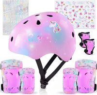 Unicorn Catcher Kids Helmet and Knee Pads Set - Light Pink / Small: 3-8 year