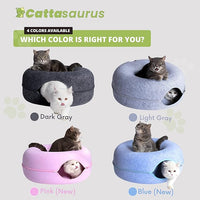 CATTASAURUS Peekaboo Cat Cave for Multiple & Large Cats Up to 30-45 Lbs, Scratch Detachable & Washable Tunnel Bed, Comfy Donut Cat Cave (Light Gray, Large)