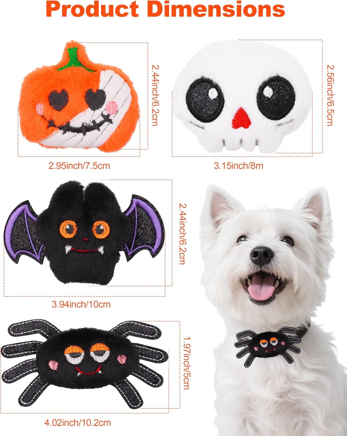 PET SHOW 4 Pack Small Dog Bows Sliding on Collar Attachment – Essentials for Dogs - Halloween - image 2