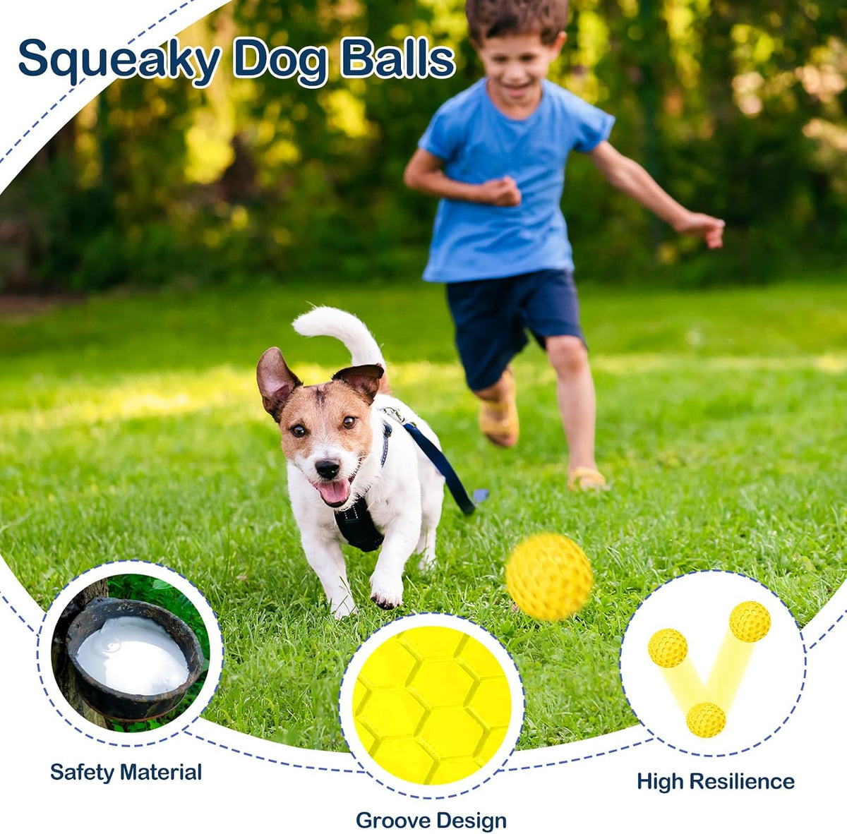 2 Pack Indestructible Squeaky Dog Balls for Aggressive Chewers - Yellow - image 4