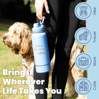 Rubyloo Dog Mom Water Bottle with Detachable Bowl for Dog Lovers – Essentials for Dogs - Life is Better: Dusty Blue - image 4