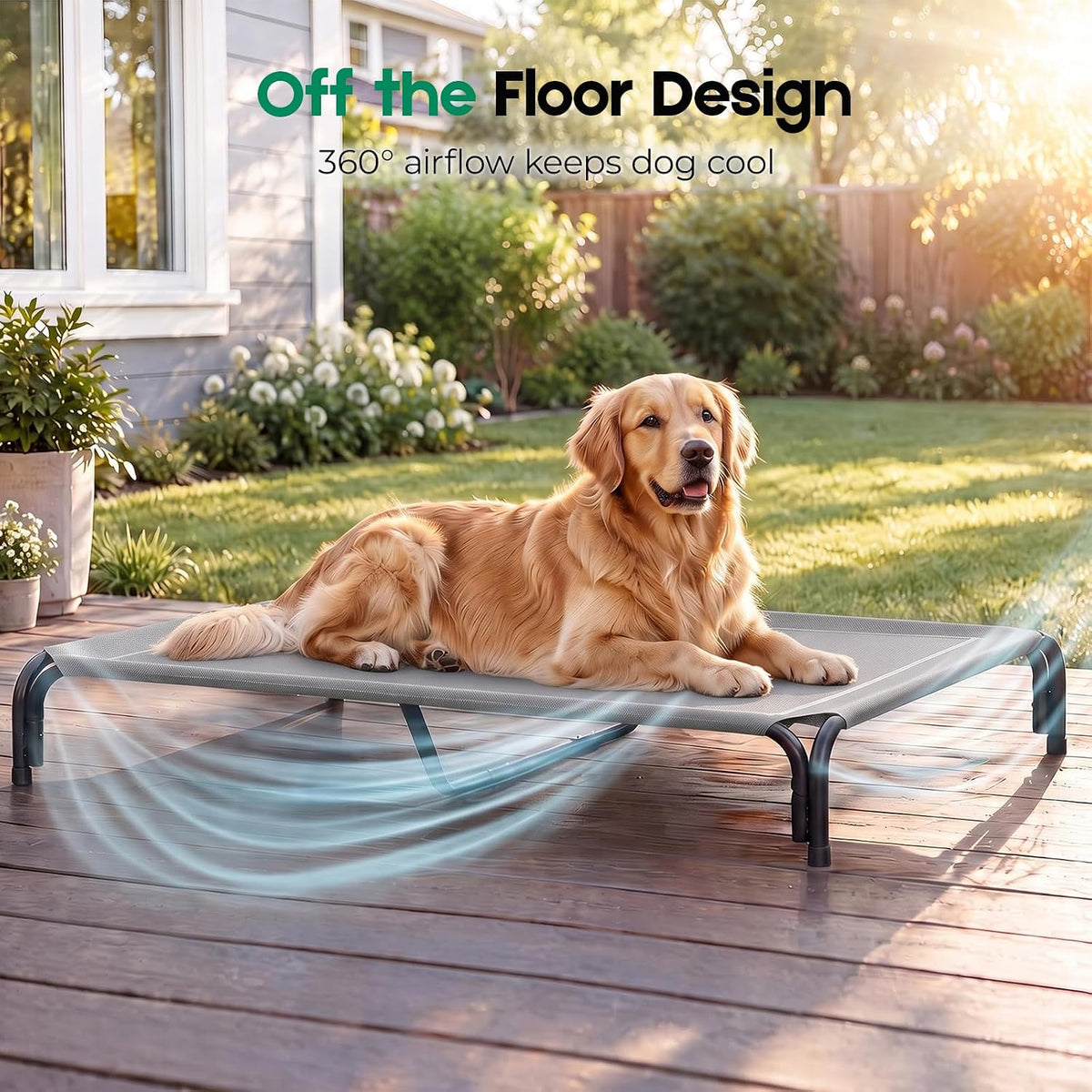 Elevated Dog Bed Raised Outdoor Dog Cot for Large Dogs - XXL-53.9"L×35.8"W×7.9"Th / Grey - image 2