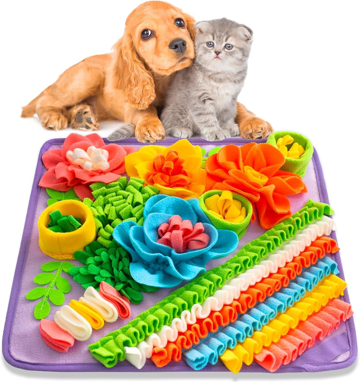 Snuffle Mat for Dogs, Sniff Mat Slow Feeding Mat for Small Pets Cats, Rabbits - Help Stress Relief - Purple