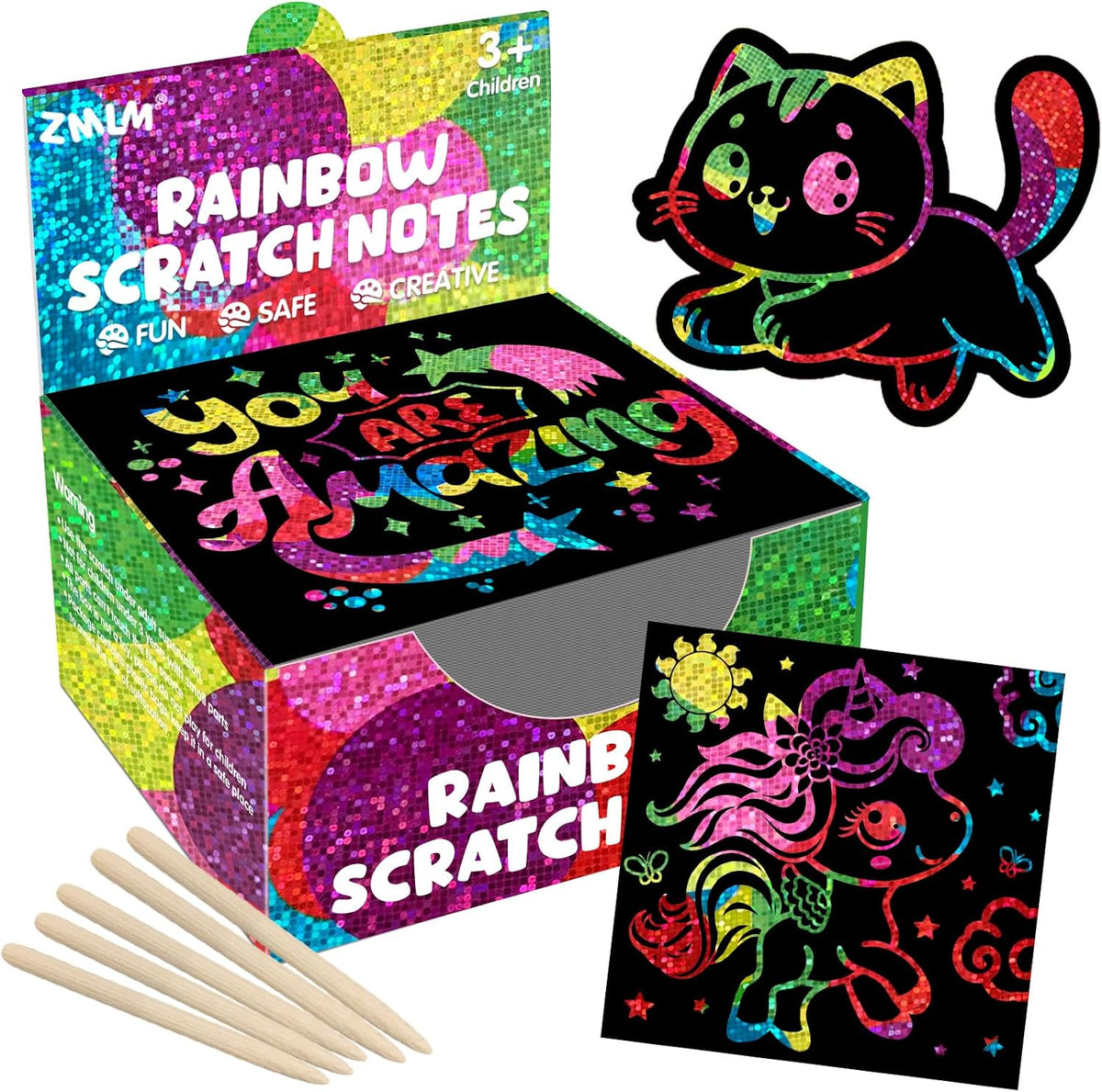 ZMLM 165 Rainbow Scratch Paper Art Mini Notes - Rainbow Holographic