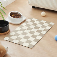 Checkered Dog Feeding Mat - 19"L x 12"W / Khaki