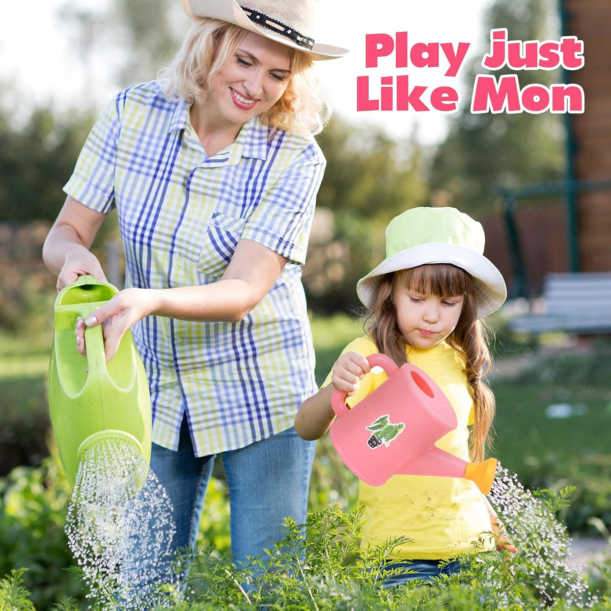 CUTE STONE kids gardening set with metal rake, trowel and pink tote bag - view 2