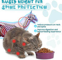 4 Sets Elevated Cat Bowls Ceramic Raised Cat Food Bowls with Metal - Green / Paw - image 4