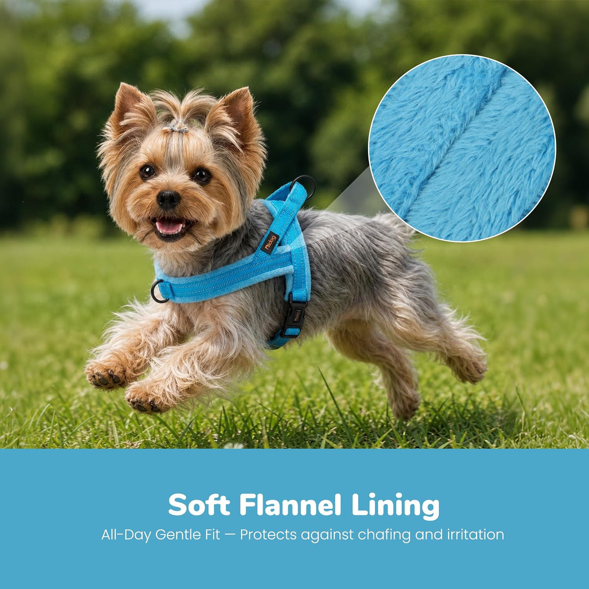 No Pull Dog Harness for Small Dogs, Soft Flannel Padded, XS - XXS:chest 14-16" / Blue - image 2
