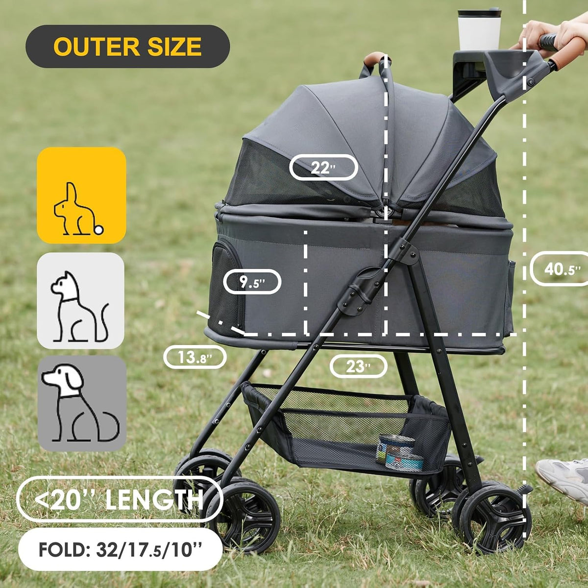 Zoosky 3 in 1 Dog Stroller - Dark Gray / 3 in 1 - image 2