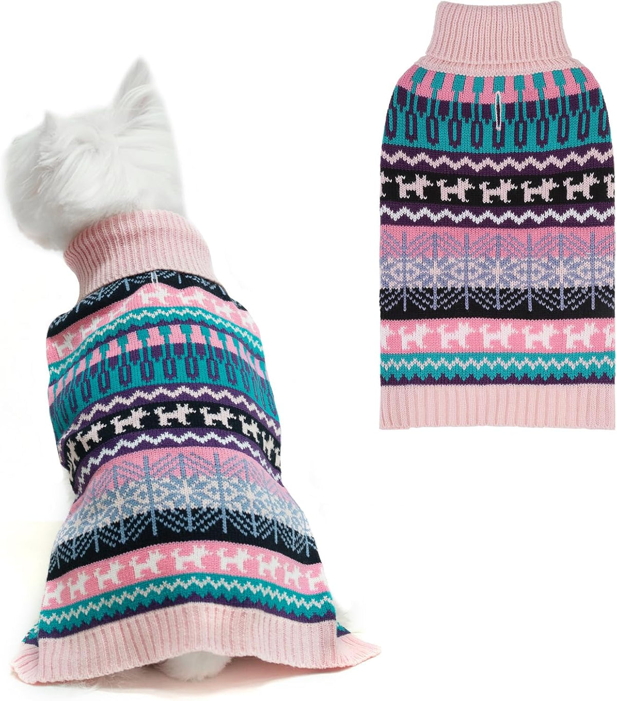 Dog Sweater - Winter Coat Apparel Clothes with Colorful Stripes for Cold Weather – Essentials for Dogs - Small / Pink
