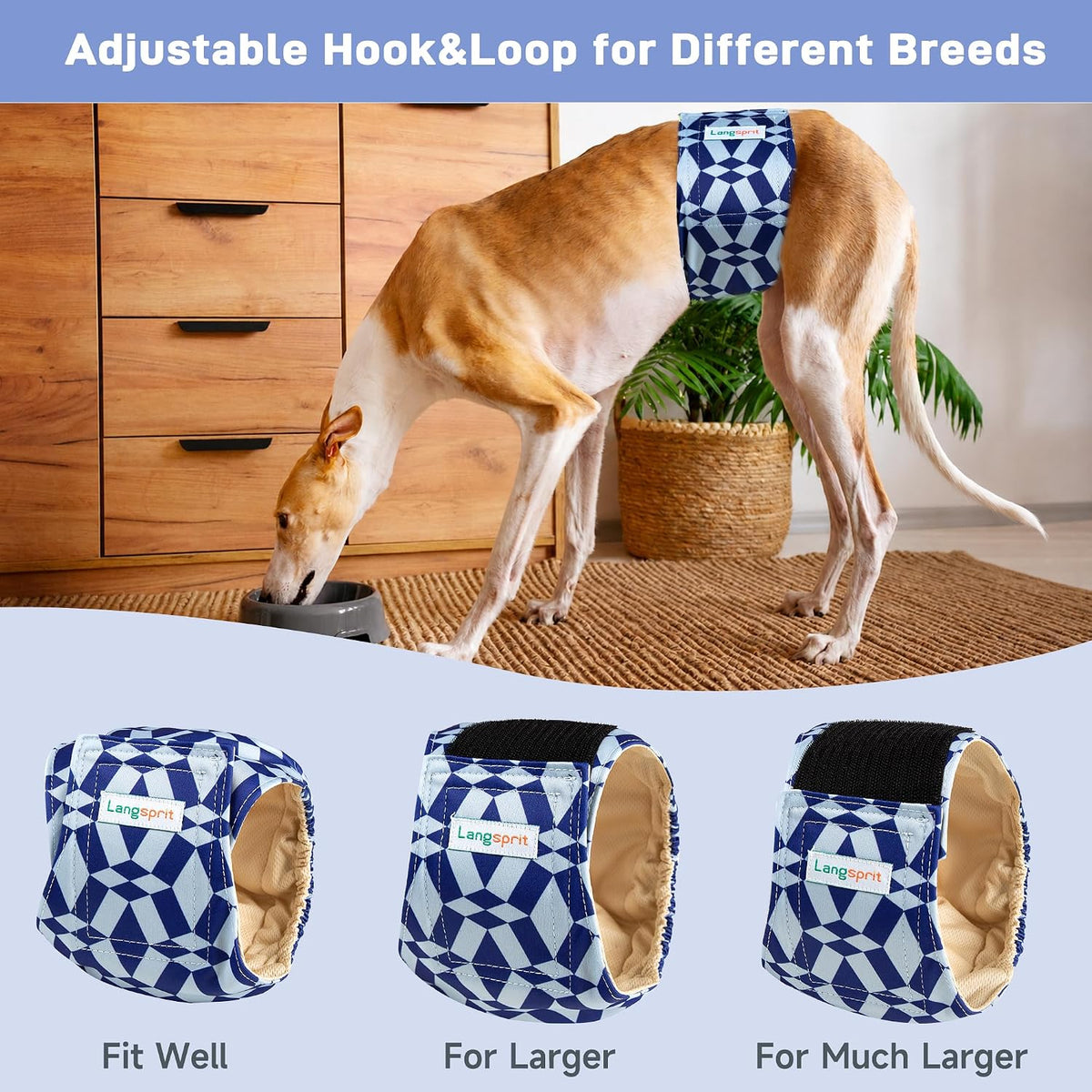 Langsprit Small Male Dog Diapers for Doggie Puppy - Camo Geometry / Large / 5 - image 2