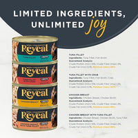 Reveal Natural Wet Canned Cat Food, Limited Ingredient, Grain Free, Protein with No Artificial Additives, Fish and Chicken Variety in Broth (20 x 2.47 oz Cans)