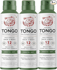 Green Tea + Mint Insect Repellent, 12-Hour Mosquito & Tick Protection, Picaridin-Based, Water-Based, Lightweight, Quick-Drying, Vanishing Scent, DEET Alternative, Face & Body Use, 3 Pack