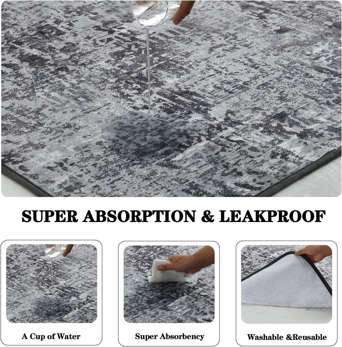 Washable Pee Pads for Dogs, Reusable Puppy Pads 36"x 41" 2 Pack – Essentials for Dogs - Tie Dye Black / 24"*48"(Pack of 2) - image 3