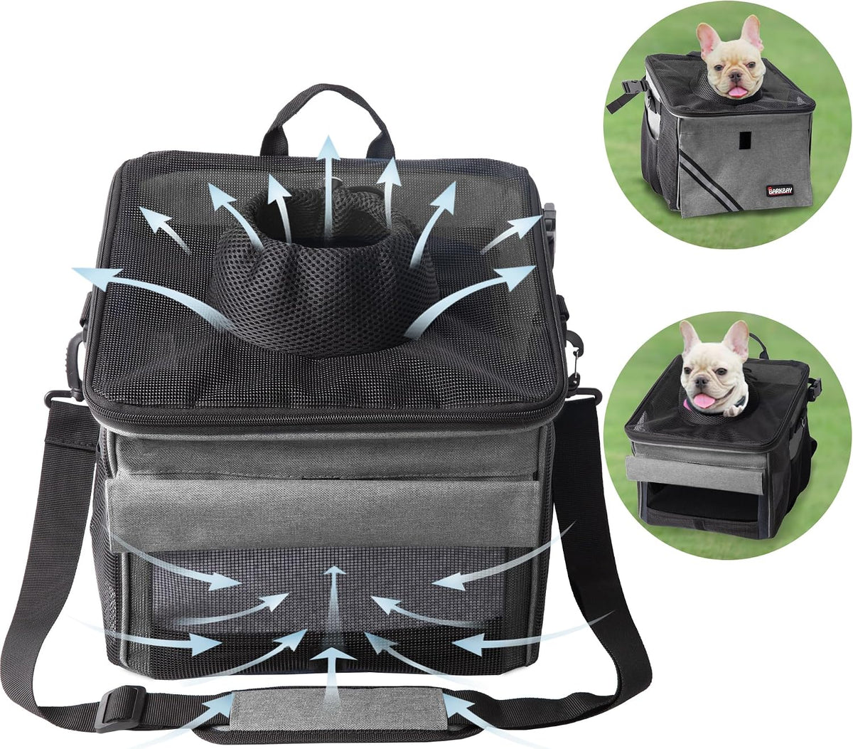 Pet Carrier Bicycle Basket Bag Pet Carrier/Booster Backpack for Dogs - Titanium / 10.6"L x 11.4"W x 11.4"H - image 3