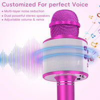 Kids Karaoke Microphone, Wireless Bluetooth Toy Microphone Christmas Gift – Fun for Kids & Family - Rose Red - image 2