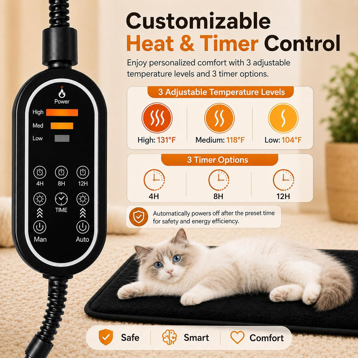 Pet Heating Pad for Cats & Dogs - dark grey / 17.7" x 17.7" - image 2