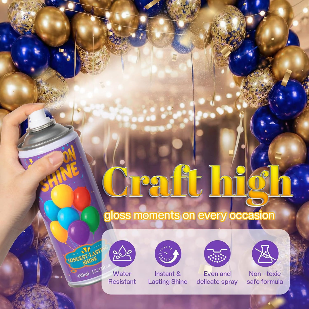 Balloon Shine Spray for Party : 15 oz Balloons Spray Silicone – Fun for Kids & Family - 1 Pack Set - image 3
