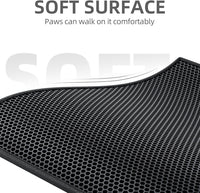 ESTHELLO Cat Litter Mat Honeycomb Double Layer Design 24’’ x 15’’ Gray – Daily Care for Cats - Black / 30x24 Inch - image 3