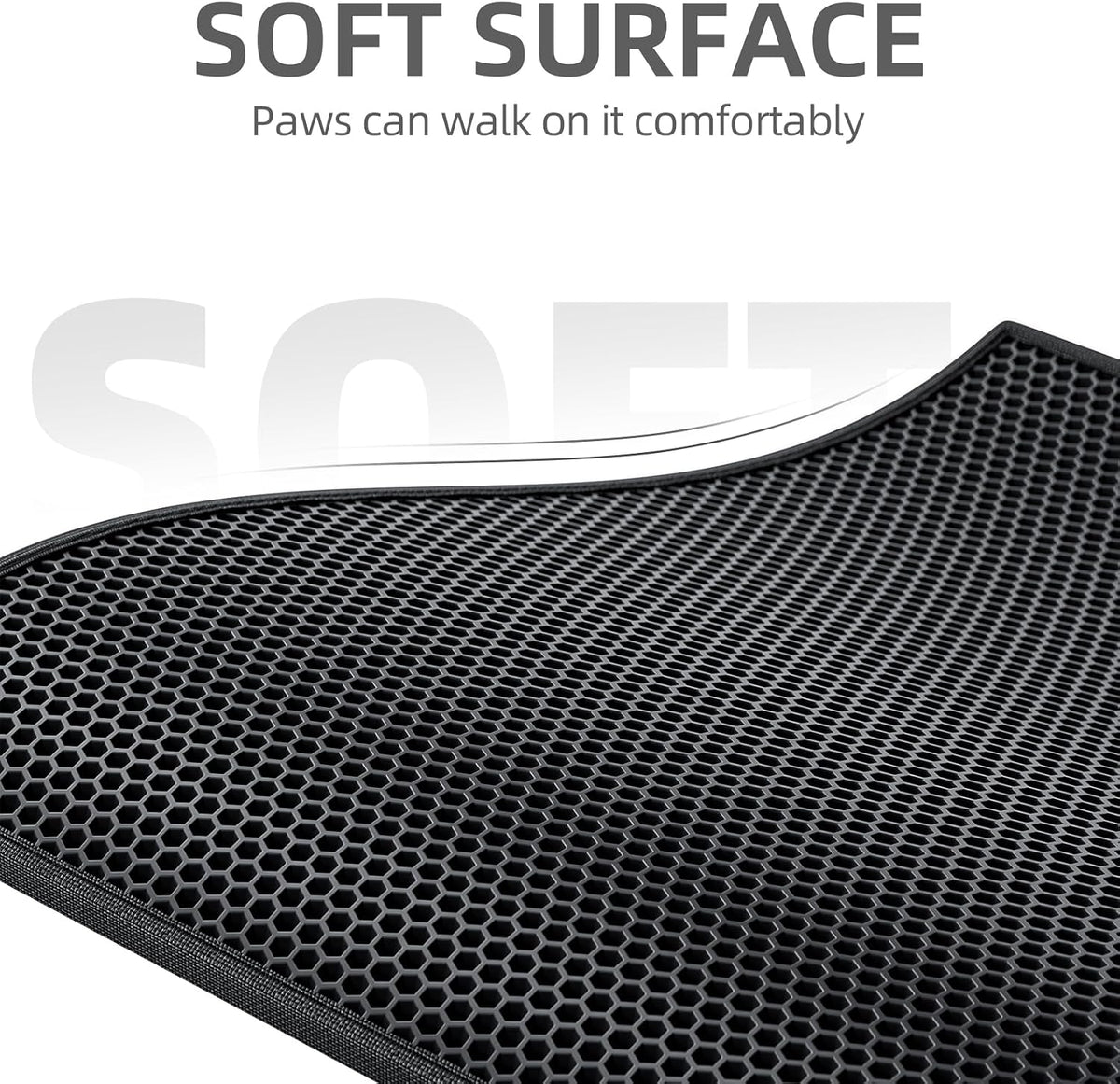 ESTHELLO Cat Litter Mat Honeycomb Double Layer Design 24’’ x 15’’ Gray – Daily Care for Cats - Black / 30x24 Inch - image 3