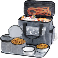 Large Dog Travel Bag, Airline Approved Dogs Bags for Traveling, 2 Dog 's Food Travel Container and Collapsible Bowls, Weekend Pet Travel Bags