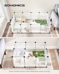 SONGMICS Pet Playpen with Floor, Small Animal Playpen – Essentials for Small Pets - White / 20 Panels - 56.3"L x 28.7"W x 18.1"H - image 2