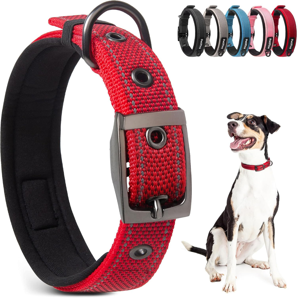 PetiFine Dog Collars for Medium Dogs - Red / Medium (14.5"-19")