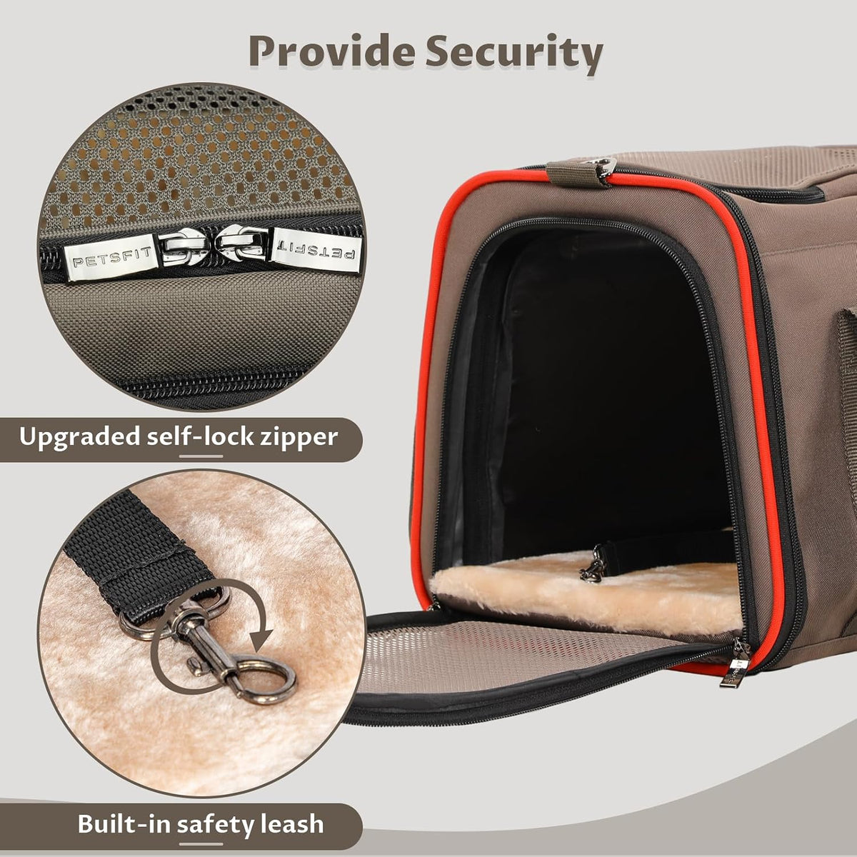 Petsfit Medium Expandable Cat Carrier for Air Travel - 17.0"L x 11.0"W x 11.0"H / Gray brown - image 3